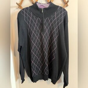 7th Downie street Italian merino wool blend argyle quarter zip men’s XL